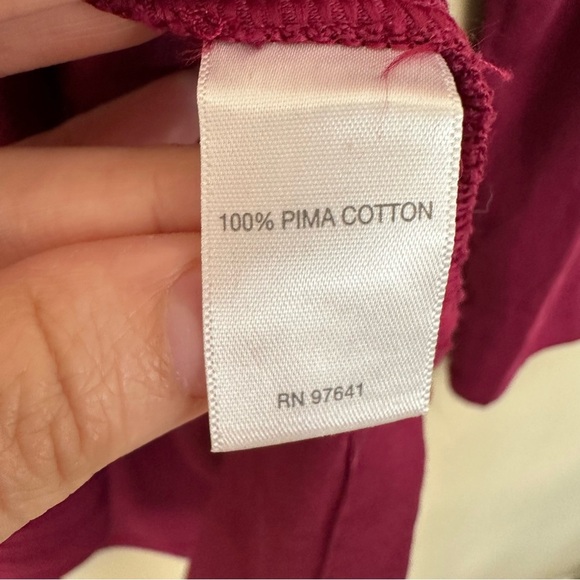 J. Jill Perfect Pima Women XL TALL  Burgundy Magenta Tunic Top Turtle Neck Vents - Picture 6 of 7